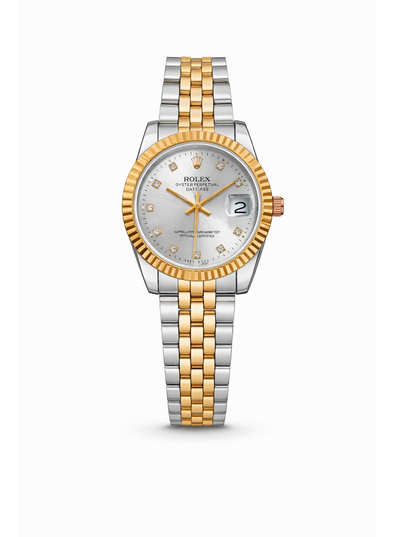 Rolex Oyster Perpetual Datejust Watch with Silver Dial & Two-Tone Stainless Steel Bracelet